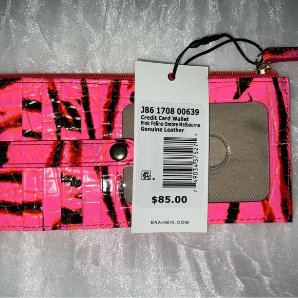 Wallet, Brahmin Credit Card Wallet, Pink Feline Ombré Melbourne, NWT - Picture 6 of 8